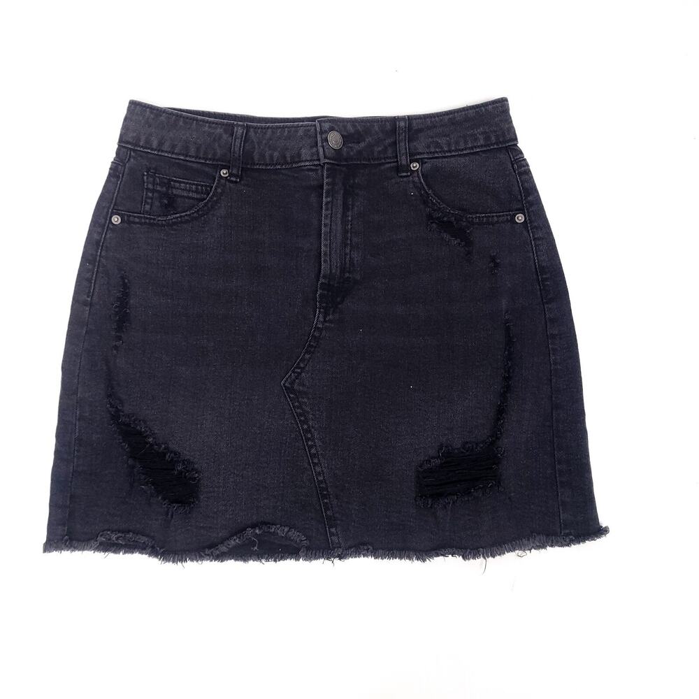 Wild Fable Women's Size 4 Black Denim Raw Hem Mini Skirt